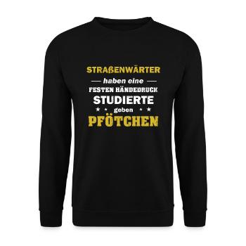Straßenwärter Straßenbau fester Händedruck - Unisex Pullover - Schwarz - Vorne - Alina (178cm) & Michal (187cm)