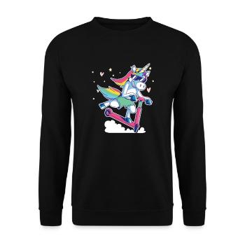 Kick scooter unicorn scooter gift - Unisex Sweatshirt - black - Front - Alina (178cm) & Michal (187cm)