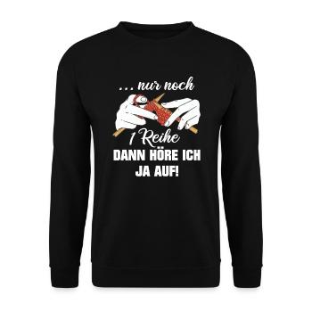 Stricken Strickerin Nur noch eine Reihe Geschenk - Unisex Pullover - Schwarz - Vorne - Alina (178cm) & Michal (187cm)