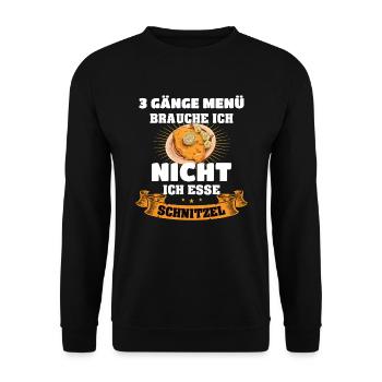 Schnitzel Brauche keine Menü - Unisex Pullover - Schwarz - Vorne - Alina (178cm) & Michal (187cm)