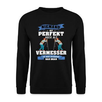 Vermessungstechniker Niemand ist perfekt - Unisex Pullover - Schwarz - Vorne - Alina (178cm) & Michal (187cm)