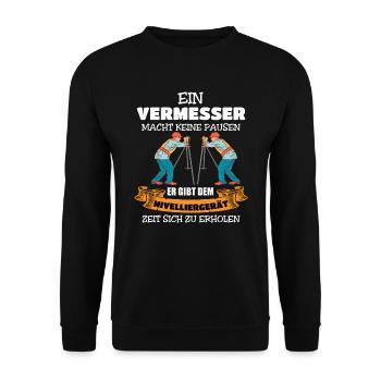 Vermesser machen keine Pause - Unisex Pullover - Schwarz - Vorne - Alina (178cm) & Michal (187cm)