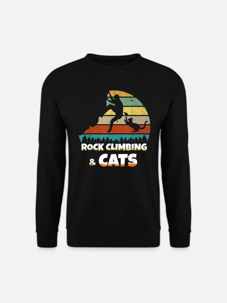 Rock Climbing Cat Klettern Katze Geschenk Hobby - Unisex Pullover - Schwarz