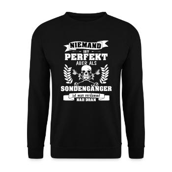 Sondengänger Metalldetektor Sondler - Unisex Pullover - Schwarz - Vorne - Alina (178cm) & Michal (187cm)