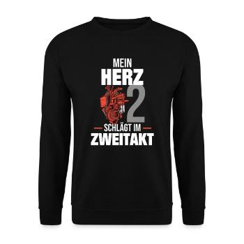 Mein Herz schlägt im Zweitakt | Moped Motorroller - Unisex Pullover - Schwarz - Vorne - Alina (178cm) & Michal (187cm)