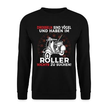 Motorroller Scooter Drosseln sind Vögel Mofa Moped - Unisex Pullover - Schwarz - Vorne - Alina (178cm) & Michal (187cm)