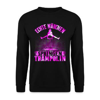 Jumping Fitness Trampolin - Unisex Pullover - Schwarz - Vorne - Alina (178cm) & Michal (187cm)