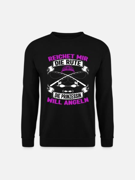 Anglerin Angel Mädchen Reichet mir die Rute Angler - Unisex Pullover - Schwarz