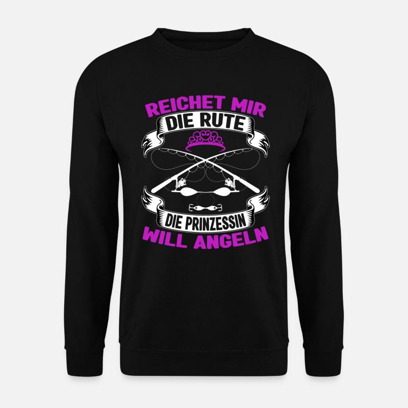 Anglerin Angel Mädchen Reichet mir die Rute Angler - Unisex Pullover - Schwarz
