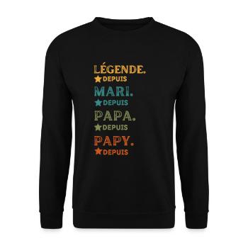 Légende Mari Papa Papy Depuis Année personnalisée - Sweat-shirt Unisexe - noir - Devant - Alina (178cm) & Michal (187cm)