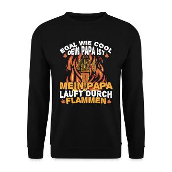 Feuerwehrmann Feuerwehr Papa läuft durch Flammen - Unisex Pullover - Schwarz - Vorne - Alina (178cm) & Michal (187cm)