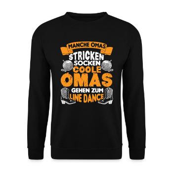 Line Dance Stiefel Oma wie einer normale Oma - Unisex Pullover - Schwarz - Vorne - Alina (178cm) & Michal (187cm)