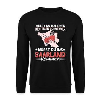 Saarland Saarländer Schwenker Schwenkgrill - Unisex Pullover - Schwarz - Vorne - Alina (178cm) & Michal (187cm)
