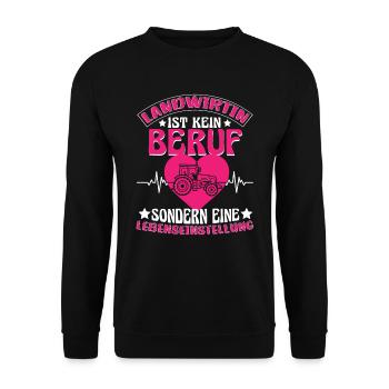 Landwirtin ist kein Beruf - Unisex Pullover - Schwarz - Vorne - Alina (178cm) & Michal (187cm)