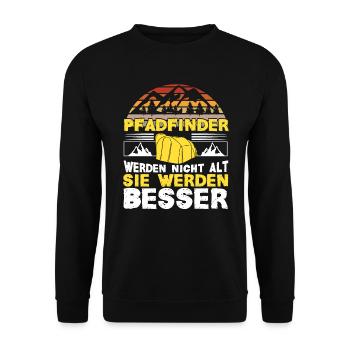 Pfadfinder werde nicht alt sie werden besser - Unisex Pullover - Schwarz - Vorne - Alina (178cm) & Michal (187cm)