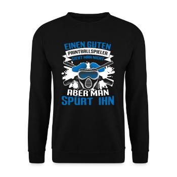Paintball Guten Paintballspieler siehst du nie - Unisex Pullover - Schwarz - Vorne - Alina (178cm) & Michal (187cm)