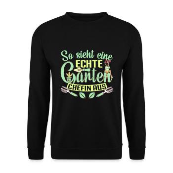 Hobbygärtnerin Gärtnerin Garten Chefin - Unisex Pullover - Schwarz - Vorne - Alina (178cm) & Michal (187cm)