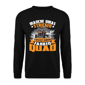Quad Machen Omas stricken coole fahren Quad - Unisex Pullover - Schwarz - Vorne - Alina (178cm) & Michal (187cm)