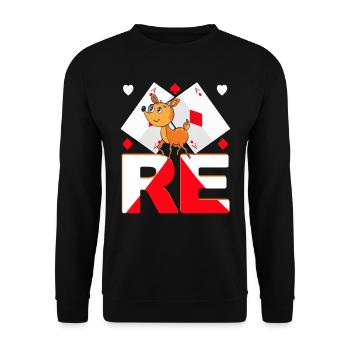 Doppelkopf Re Doppelkopfrunde Kartenspiel - Unisex Pullover - Schwarz - Vorne - Alina (178cm) & Michal (187cm)