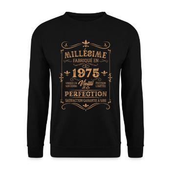 Cadeau D'anniversaire Millésime Fabriqué En 1975 - Sweat-shirt Unisexe - noir - Devant - Alina (178cm) & Michal (187cm)