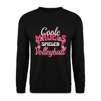Volleyballerin Coole Mädchen spielen Volleyball - Unisex Pullover - Schwarz - Vorne - Alina (178cm) & Michal (187cm)