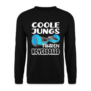 Hoverboarding Coole Jungs fahren Hoverboard - Unisex Pullover - Schwarz - Vorne - Alina (178cm) & Michal (187cm)
