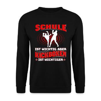 Kickboxer Schule ist wichtig Kickboxen ist wichtig - Unisex Pullover - Schwarz - Vorne - Alina (178cm) & Michal (187cm)