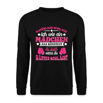 Kickboxerin Kickboxen Mädchen - Unisex Pullover - Schwarz - Vorne - Alina (178cm) & Michal (187cm)