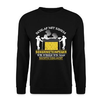 Schornsteinfeger Schlaf mit einem Kaminkehrer - Unisex Pullover - Schwarz - Vorne - Alina (178cm) & Michal (187cm)