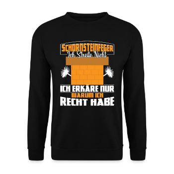 Schornsteinfeger Kaminfeger diskutieren nicht - Unisex Pullover - Schwarz - Vorne - Alina (178cm) & Michal (187cm)