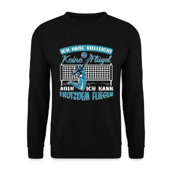 Volleyballspielerin Volleyball Habe keine Flügel - Unisex Pullover - Schwarz - Vorne - Alina (178cm) & Michal (187cm)