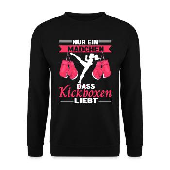Kickboxerin Nur ein Mädchen, dass Kickboxen liebt - Unisex Pullover - Schwarz - Vorne - Alina (178cm) & Michal (187cm)