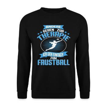Faustball Andere gehen zur Therapie - Unisex Pullover - Schwarz - Vorne - Alina (178cm) & Michal (187cm)