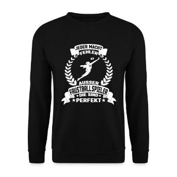 Faustball Alle machen Fehler - Unisex Pullover - Schwarz - Vorne - Alina (178cm) & Michal (187cm)