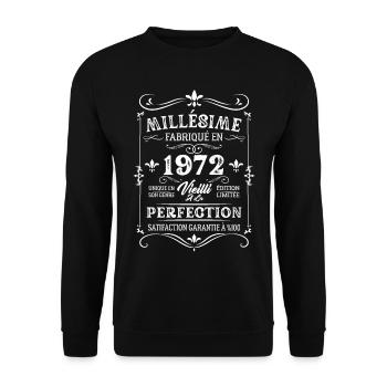Cadeau D'anniversaire Millésime Fabriqué En 1972 - Sweat-shirt Unisexe - noir - Devant - Alina (178cm) & Michal (187cm)