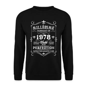 Cadeau D'anniversaire Millésime Fabriqué En 1978 - Sweat-shirt Unisexe - noir - Devant - Alina (178cm) & Michal (187cm)