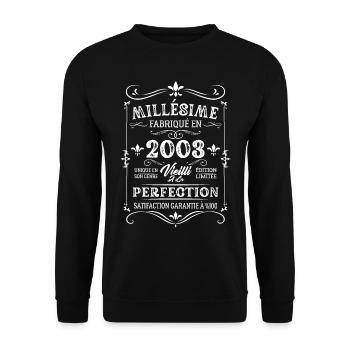 Cadeau D'anniversaire Millésime Fabriqué En 2003 - Sweat-shirt Unisexe - noir - Devant - Alina (178cm) & Michal (187cm)