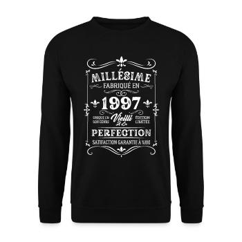 Cadeau D'anniversaire Millésime Fabriqué En 1997 - Sweat-shirt Unisexe - noir - Devant - Alina (178cm) & Michal (187cm)