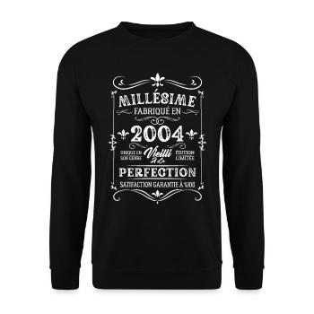 Cadeau D'anniversaire Millésime Fabriqué En 2004 - Sweat-shirt Unisexe - noir - Devant - Alina (178cm) & Michal (187cm)