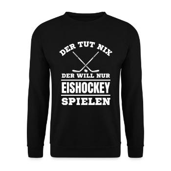 Eishockey Hockey Hockeyspieler Eishockey - Unisex Pullover - Schwarz - Vorne - Alina (178cm) & Michal (187cm)