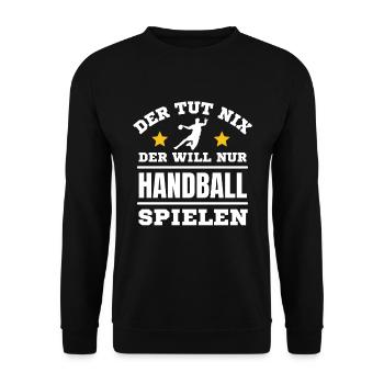 Handball Spielen Spieler Handball Liebhaber - Unisex Pullover - Schwarz - Vorne - Alina (178cm) & Michal (187cm)