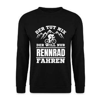 Rennrad fahren lustiger Spruch - Unisex Pullover - Schwarz - Vorne - Alina (178cm) & Michal (187cm)
