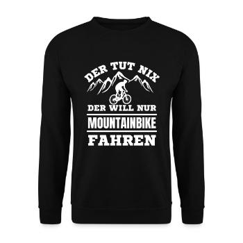 Mountainbike fahren lustiger Spruch - Unisex Pullover - Schwarz - Vorne - Alina (178cm) & Michal (187cm)