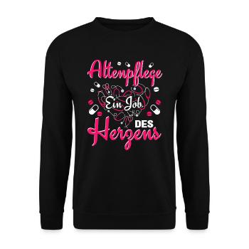 Altenpflegerin Altenpflege ein Job des Herzens - Unisex Pullover - Schwarz - Vorne - Alina (178cm) & Michal (187cm)