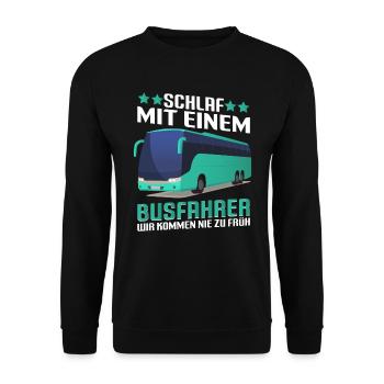 Bus Schlaf mit einem Busfahrer - Unisex Pullover - Schwarz - Vorne - Alina (178cm) & Michal (187cm)