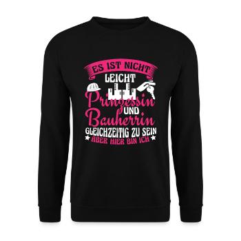 Bauherrin Prinzessin Hausbau Baustelle - Unisex Pullover - Schwarz - Vorne - Alina (178cm) & Michal (187cm)
