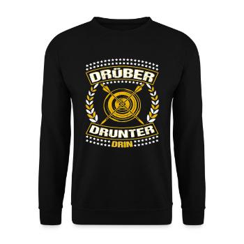 Bogensport Bogenschießen Drüber Drunter Drin - Unisex Pullover - Schwarz - Vorne - Alina (178cm) & Michal (187cm)