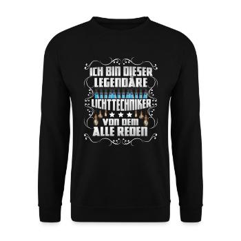 Lichtdesigner Ich bin der legendäre Lichttechniker - Unisex Pullover - Schwarz - Vorne - Alina (178cm) & Michal (187cm)