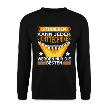 Lichttechniker Beleuchter Studieren kann jeder - Unisex Pullover - Schwarz - Vorne - Alina (178cm) & Michal (187cm)