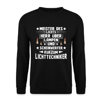 Veranstaltungstechniker Lichttechniker - Unisex Pullover - Schwarz - Vorne - Alina (178cm) & Michal (187cm)